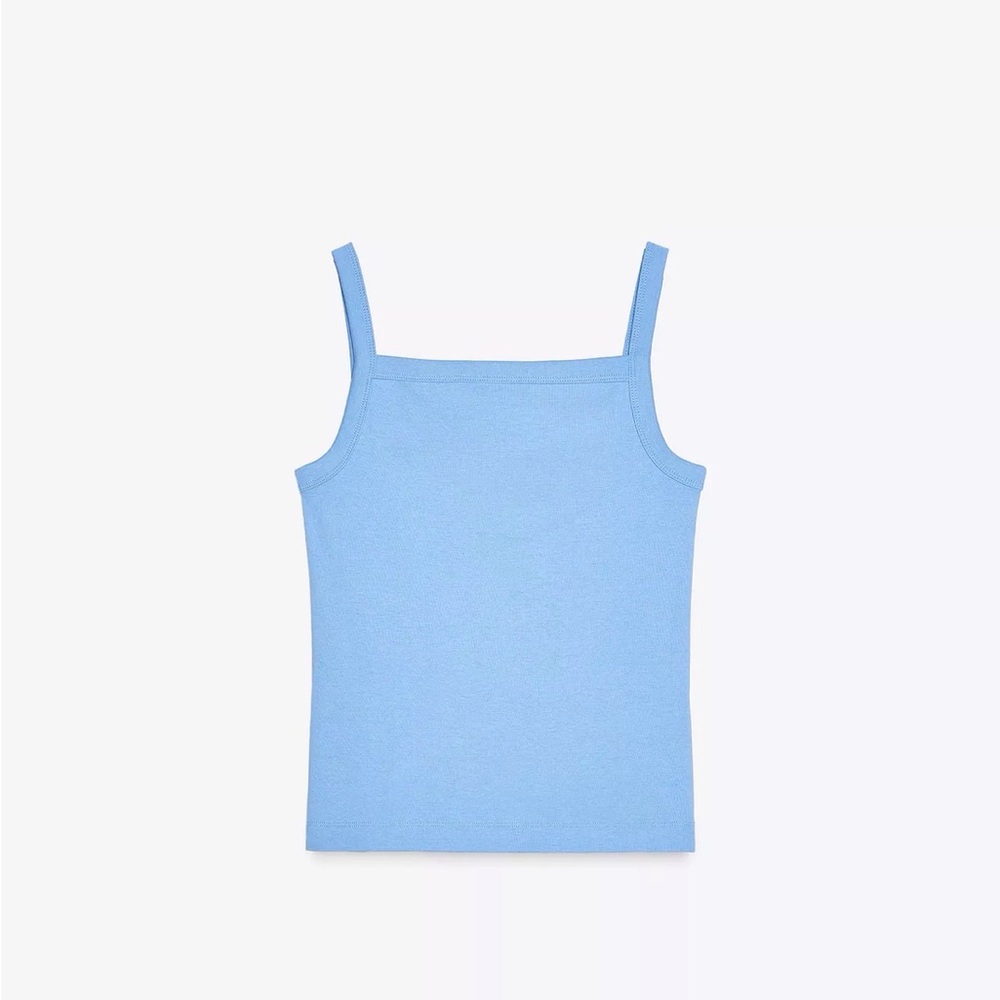 Light Square Neck Blue Tank Top